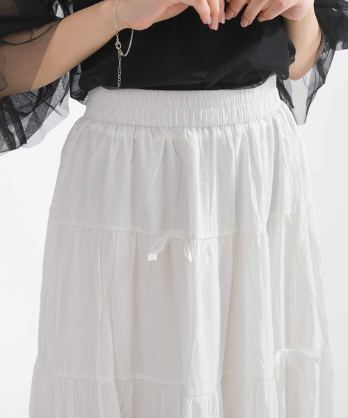 Lo-Fi(ローファイ)の「リボン付きティアードスカート(スカート・レディース・ブラック/オフホワイト・M)」の16枚目の写真