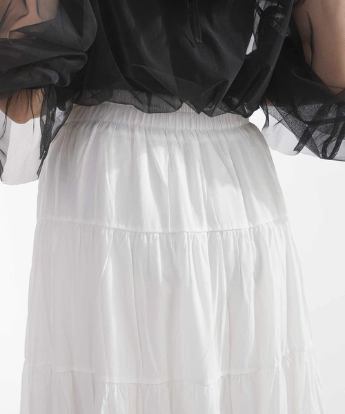 Lo-Fi(ローファイ)の「リボン付きティアードスカート(スカート・レディース・ブラック/オフホワイト・M)」の17枚目の写真