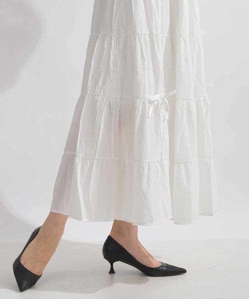 Lo-Fi(ローファイ)の「リボン付きティアードスカート(スカート・レディース・ブラック/オフホワイト・M)」の18枚目の写真