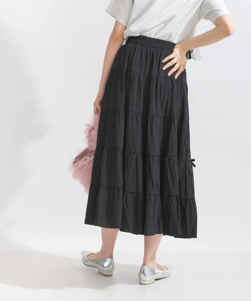 Lo-Fi(ローファイ)の「リボン付きティアードスカート(スカート・レディース・ブラック/オフホワイト・M)」の12枚目の写真