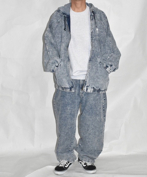 DOUBLE STEAL（ダブルスティール）の「DS刺繍 デニムパーカーJKT（デニムジャケット・メンズ・ケミカルウォッシュ/ブラック系その他・X-LARGE/LARGE）」の8枚目の写真