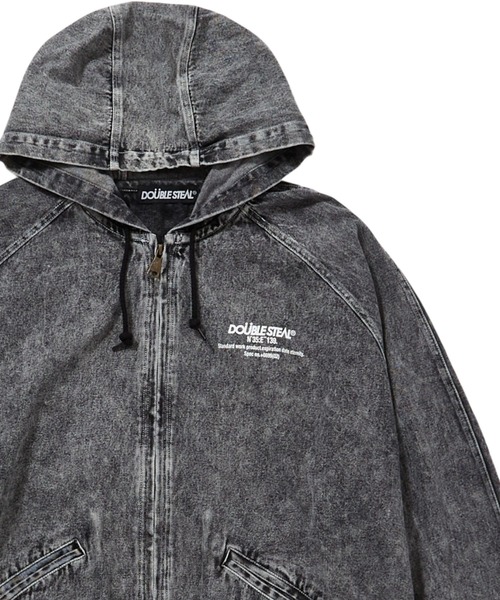 DOUBLE STEAL（ダブルスティール）の「DS刺繍 デニムパーカーJKT（デニムジャケット・メンズ・ケミカルウォッシュ/ブラック系その他・X-LARGE/LARGE）」の9枚目の写真