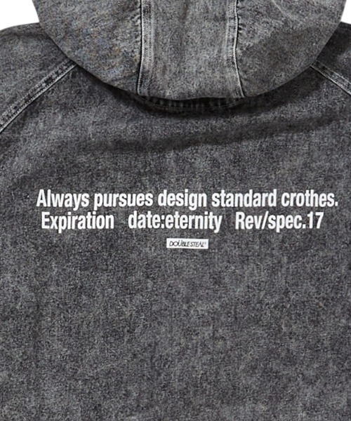 DOUBLE STEAL（ダブルスティール）の「DS刺繍 デニムパーカーJKT（デニムジャケット・メンズ・ケミカルウォッシュ/ブラック系その他・X-LARGE/LARGE）」の10枚目の写真