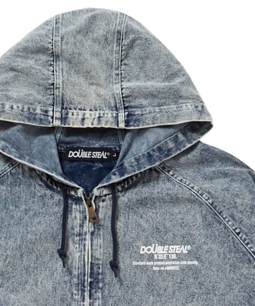 DOUBLE STEAL（ダブルスティール）の「DS刺繍 デニムパーカーJKT（デニムジャケット・メンズ・ケミカルウォッシュ/ブラック系その他・X-LARGE/LARGE）」の12枚目の写真
