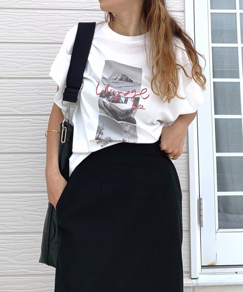 Q（キュー）の「VOYAGE T（Tシャツ/カットソー・レディース・ホワイト/ネイビー/オレンジ・MEDIUM）」の2枚目の写真