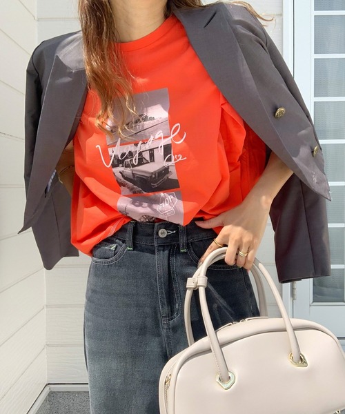 Q（キュー）の「VOYAGE T（Tシャツ/カットソー・レディース・ホワイト/ネイビー/オレンジ・MEDIUM）」の20枚目の写真