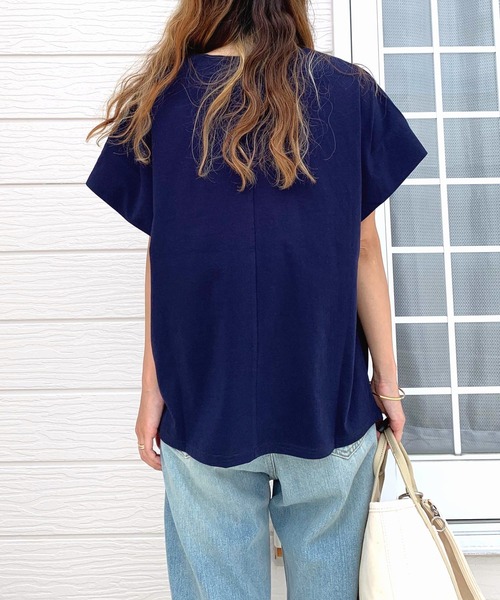 Q（キュー）の「VOYAGE T（Tシャツ/カットソー・レディース・ホワイト/ネイビー/オレンジ・MEDIUM）」の11枚目の写真