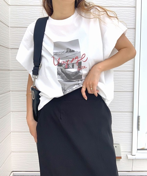 Q（キュー）の「VOYAGE T（Tシャツ/カットソー・レディース・ホワイト/ネイビー/オレンジ・MEDIUM）」の10枚目の写真