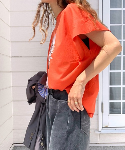 Q（キュー）の「VOYAGE T（Tシャツ/カットソー・レディース・ホワイト/ネイビー/オレンジ・MEDIUM）」の19枚目の写真