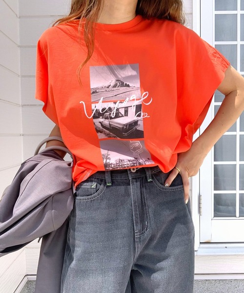 Q（キュー）の「VOYAGE T（Tシャツ/カットソー・レディース・ホワイト/ネイビー/オレンジ・MEDIUM）」の21枚目の写真