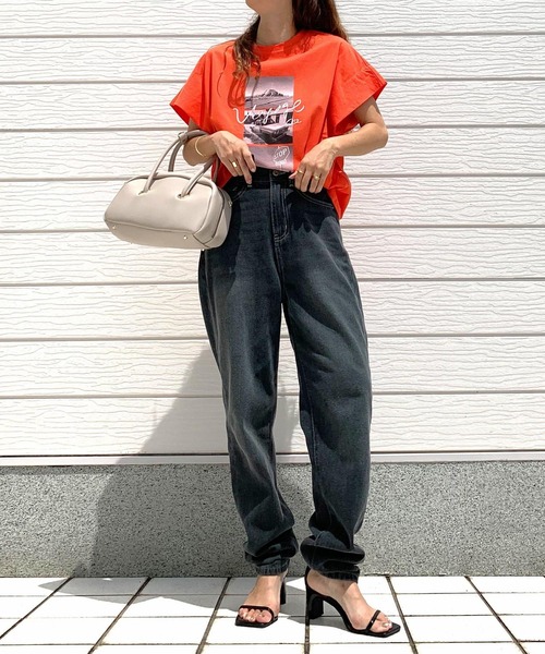 Q（キュー）の「VOYAGE T（Tシャツ/カットソー・レディース・ホワイト/ネイビー/オレンジ・MEDIUM）」の14枚目の写真