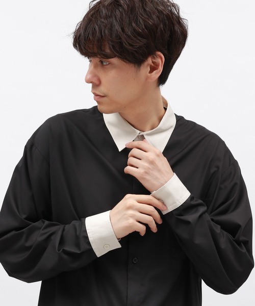 LAKOLE（ラコレ）の「シルクライククレリック長袖シャツ / 141079（シャツ/ブラウス・メンズ・ブラック/オフホワイト/ブラウン・MEDIUM/LARGE）」の18枚目の写真