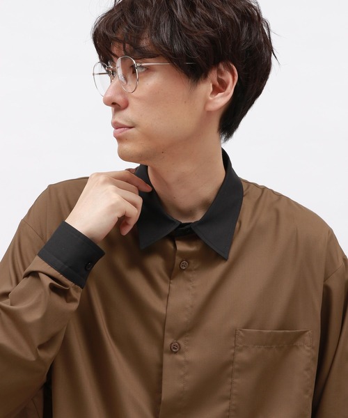 LAKOLE（ラコレ）の「シルクライククレリック長袖シャツ / 141079（シャツ/ブラウス・メンズ・ブラック/オフホワイト/ブラウン・MEDIUM/LARGE）」の16枚目の写真