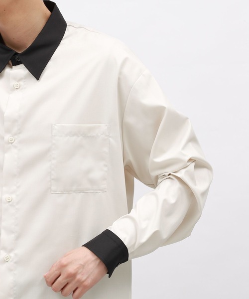 LAKOLE（ラコレ）の「シルクライククレリック長袖シャツ / 141079（シャツ/ブラウス・メンズ・ブラック/オフホワイト/ブラウン・MEDIUM/LARGE）」の11枚目の写真