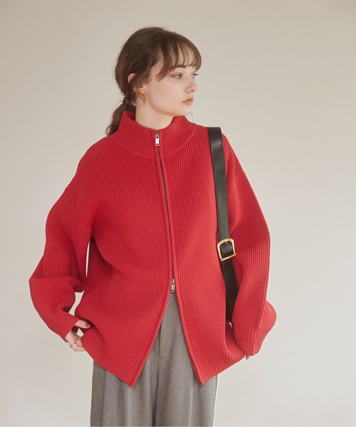 セール】ハイネック ジップニットカーディガン（カーディガン/ボレロ