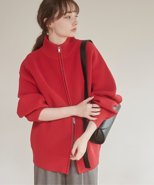 セール】ハイネック ジップニットカーディガン（カーディガン/ボレロ