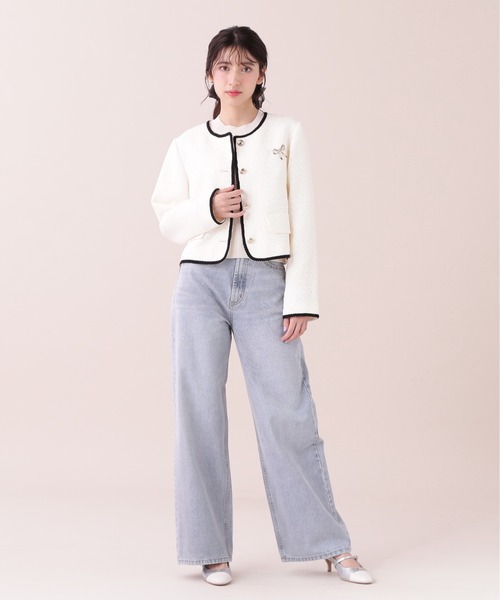 JILL by JILL STUART モールツイードブローチ付きジャケット JILL by JILL STUART（ジルバイジルスチュアート）の「◇モール