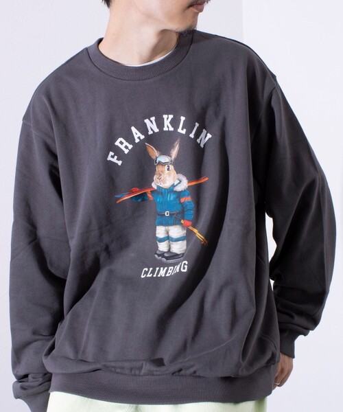 Franklin Climbing(フランクリンクライミング)の「【Franklin Climbing】うさぎスキー クルーネック プリントスウェット(スウェット・メンズ・アッシュグレー/キナリ/チャコールグレー・L/M)」の3枚目の写真