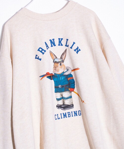 Franklin Climbing(フランクリンクライミング)の「【Franklin Climbing】うさぎスキー クルーネック プリントスウェット(スウェット・メンズ・アッシュグレー/キナリ/チャコールグレー・L/M)」の4枚目の写真