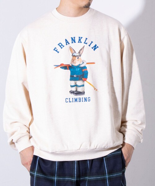 Franklin Climbing(フランクリンクライミング)の「【Franklin Climbing】うさぎスキー クルーネック プリントスウェット(スウェット・メンズ・アッシュグレー/キナリ/チャコールグレー・L/M)」の8枚目の写真