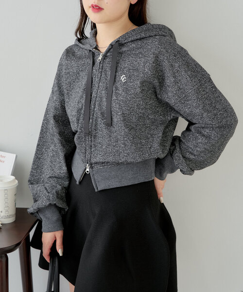 ラメジップパーカー黒 Chico（チコ）の「ラメフードジップパーカー（パーカー）」 - WEAR