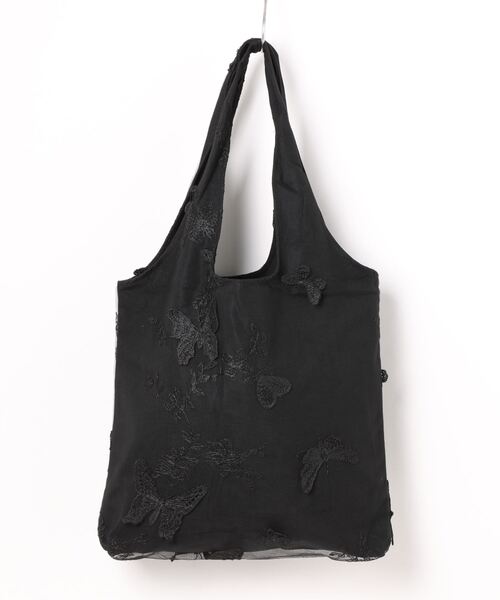 Fun & Daily（ファンアンドデイリー）の「レースバタフライキャンバスバッグ（トートバッグ・レディース・ホワイト/ブラック・FREE）」の3枚目の写真