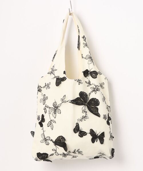 Fun & Daily（ファンアンドデイリー）の「レースバタフライキャンバスバッグ（トートバッグ・レディース・ホワイト/ブラック・FREE）」の10枚目の写真