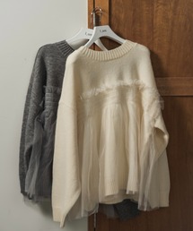 I_am | tulle docking flare knit / チュールドッキングフレアニット(ニット/セーター)