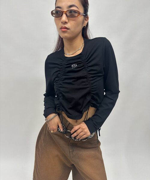 WHO'S WHO gallery（フーズフーギャラリー）の「【SLOPPY/スロッピー】フューチャーロゴドロストトップス（Tシャツ/カットソー・レディース・ブラック/オフホワイト/グレー・FREE）」の9枚目の写真
