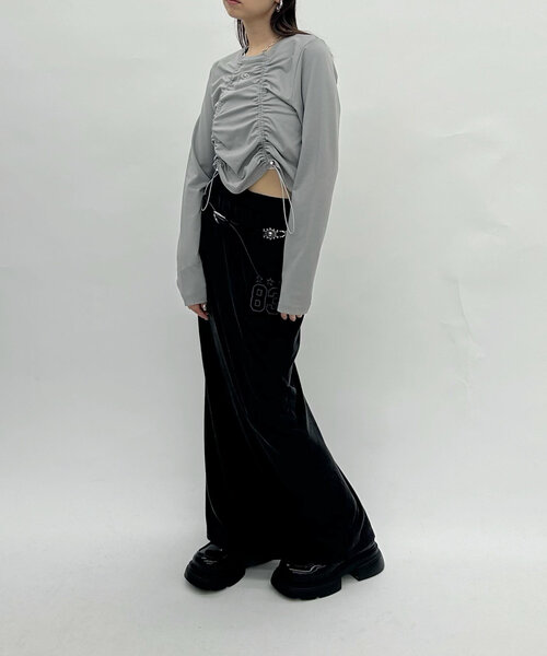 WHO'S WHO gallery（フーズフーギャラリー）の「【SLOPPY/スロッピー】フューチャーロゴドロストトップス（Tシャツ/カットソー・レディース・ブラック/オフホワイト/グレー・FREE）」の7枚目の写真