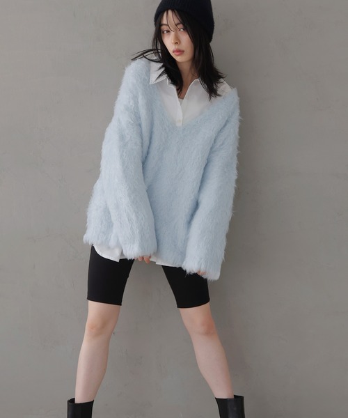 セール】シャギーVネックニットトップス（ニット/セーター）｜LIAN