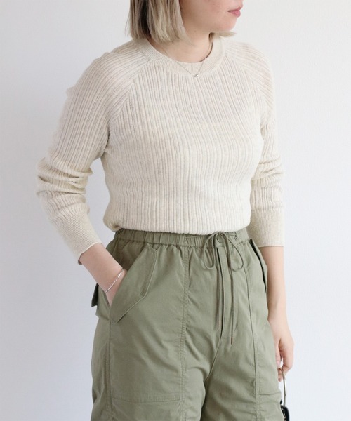 cepo(セポ)の「ランダムリブクルーネックニット(Tシャツ/カットソー・レディース・チャコール/グレー/オフホワイト・M)」の5枚目の写真