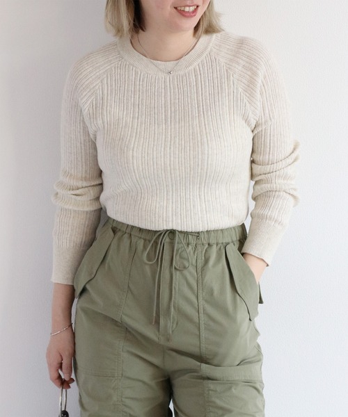 cepo(セポ)の「ランダムリブクルーネックニット(Tシャツ/カットソー・レディース・チャコール/グレー/オフホワイト・M)」の13枚目の写真