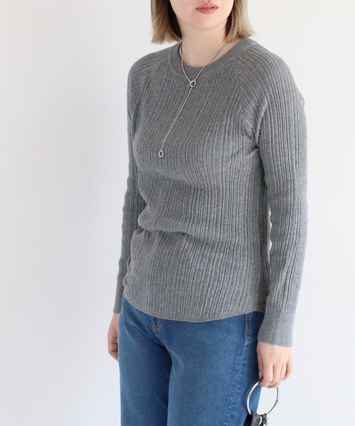 cepo(セポ)の「ランダムリブクルーネックニット(Tシャツ/カットソー・レディース・チャコール/グレー/オフホワイト・M)」の17枚目の写真