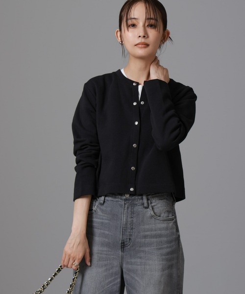 NANO universe（ナノユニバース）の「サカリバドットクルーネックカーディガン（カーディガン/ボレロ・レディース・ブラック/グレー/アイボリー・FREE）」の2枚目の写真
