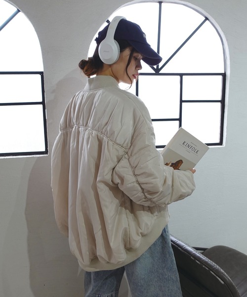 CORNERS（コーナーズ）の「ファイバーダウンギャザーブルゾン（ブルゾン・レディース・アイボリー/グレー/ブラック・M）」の21枚目の写真