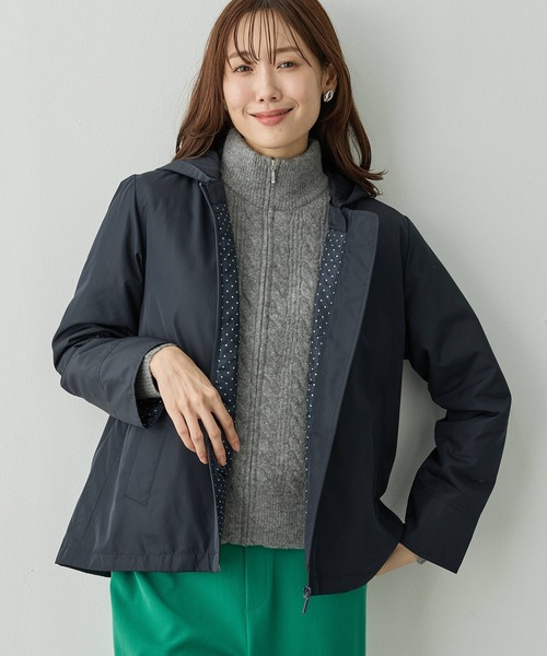 Petit Honfleur（プチオンフルール）の「2WAYスーパーウォームジャケット【フード取り外し可能・発熱中綿・撥水】（ダウンジャケット/コート・レディース・ネイビー/ベージュ/カーキ・9号/11号/13号）」の10枚目の写真