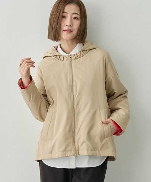 Petit Honfleur（プチオンフルール）の「2WAYスーパーウォームジャケット【フード取り外し可能・発熱中綿・撥水】（ダウンジャケット/コート・レディース・ネイビー/ベージュ/カーキ・9号/11号/13号）」の6枚目の写真