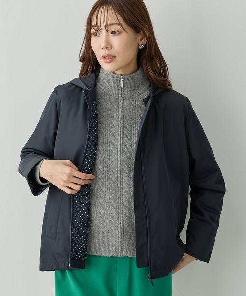 Petit Honfleur（プチオンフルール）の「2WAYスーパーウォームジャケット【フード取り外し可能・発熱中綿・撥水】（ダウンジャケット/コート・レディース・ネイビー/ベージュ/カーキ・9号/11号/13号）」の12枚目の写真