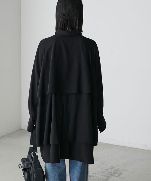 forksy.（フォルクシー）の「【forksy.】レイヤード風タックオーバーサイズシャツ/ミニワンピース（シャツワンピース・レディース・ホワイト/ブラック/ライトカーキ・FREE）」の7枚目の写真