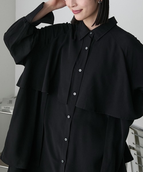 forksy.（フォルクシー）の「【forksy.】レイヤード風タックオーバーサイズシャツ/ミニワンピース（シャツワンピース・レディース・ホワイト/ブラック/ライトカーキ・FREE）」の8枚目の写真