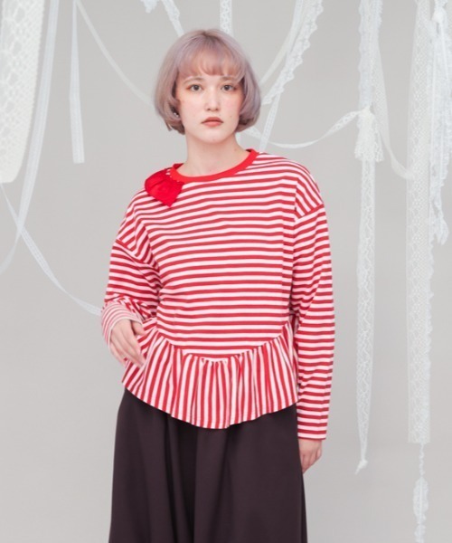 【セール】ストライプ切り替えTシャツ（Tシャツ/カットソー）｜unica（ユニカ） 5,560円