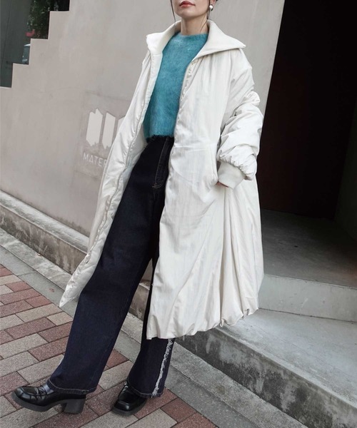 CORNERS（コーナーズ）の「ナイロンタフタ中綿バルーンリブコート（ダウンジャケット/コート・レディース・ブラック/チャコールグレー/ベージュ系その他・M）」の13枚目の写真