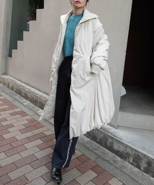 CORNERS（コーナーズ）の「ナイロンタフタ中綿バルーンリブコート（ダウンジャケット/コート・レディース・ブラック/チャコールグレー/ベージュ系その他・M）」の14枚目の写真