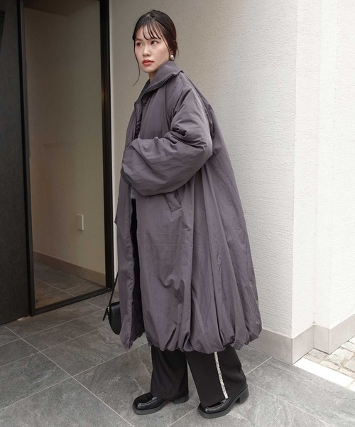 CORNERS（コーナーズ）の「ナイロンタフタ中綿バルーンリブコート（ダウンジャケット/コート・レディース・ブラック/チャコールグレー/ベージュ系その他・M）」の17枚目の写真