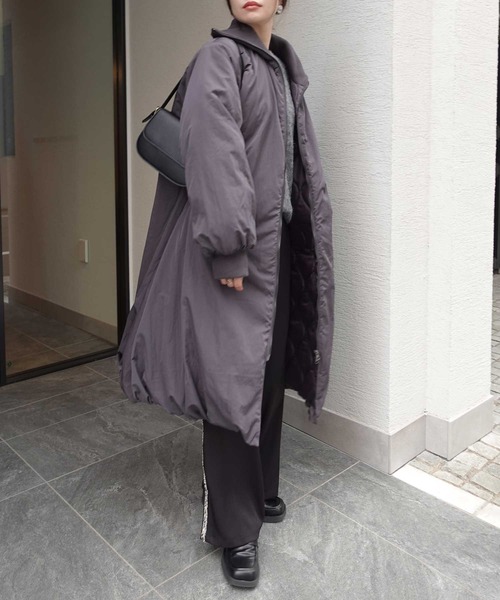 CORNERS（コーナーズ）の「ナイロンタフタ中綿バルーンリブコート（ダウンジャケット/コート・レディース・ブラック/チャコールグレー/ベージュ系その他・M）」の18枚目の写真