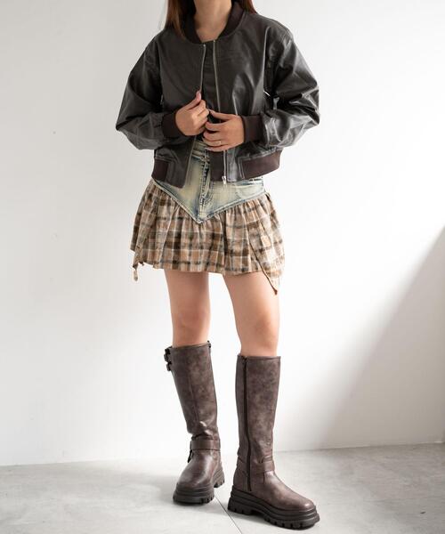 dispark(ディスパーク)の「DISPARK/チェック切替デニムミニスカパン(スカート・レディース・ブラック/ベージュ・FREE)」の10枚目の写真