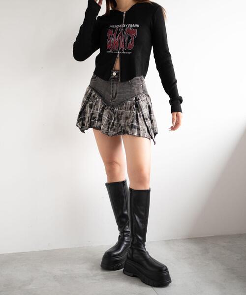 dispark(ディスパーク)の「DISPARK/チェック切替デニムミニスカパン(スカート・レディース・ブラック/ベージュ・FREE)」の11枚目の写真