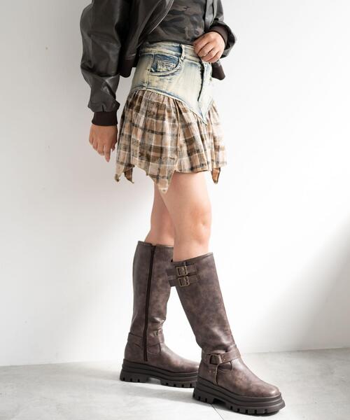 dispark(ディスパーク)の「DISPARK/チェック切替デニムミニスカパン(スカート・レディース・ブラック/ベージュ・FREE)」の15枚目の写真