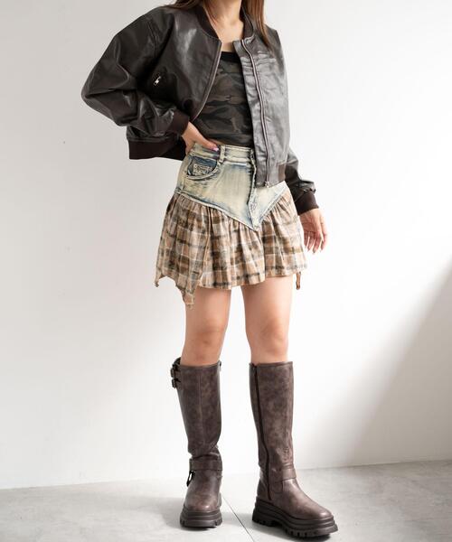 dispark(ディスパーク)の「DISPARK/チェック切替デニムミニスカパン(スカート・レディース・ブラック/ベージュ・FREE)」の16枚目の写真